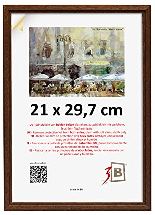 3-B Cornice per foto JENA - marrone scuro - 21x29,7 cm (A4) cornice in legno esotico con vetro acrilico