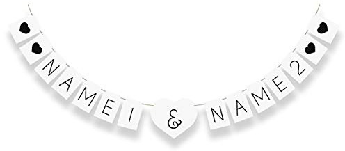 Hochzeit Wimpelkette Girlande Banner Deko Hochzeitsdekoration personalisiert - Black and White