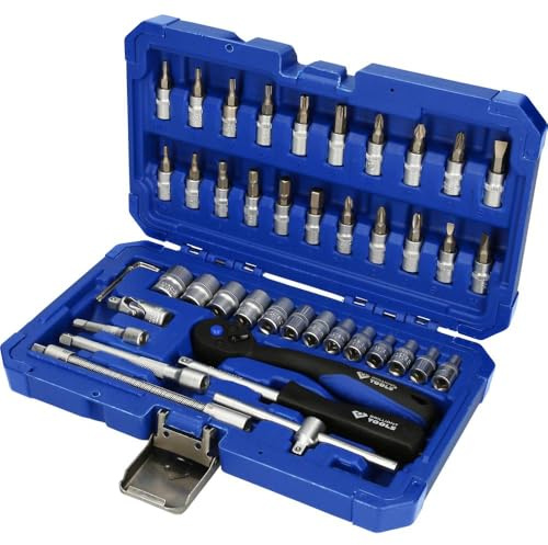 BRILLIANT TOOLS BT020046 1 4 Zoll Steckschlüssel-Satz, 46-tlg Powered by KS TOOLS Blauer Transportkoffer 46-tlg.
