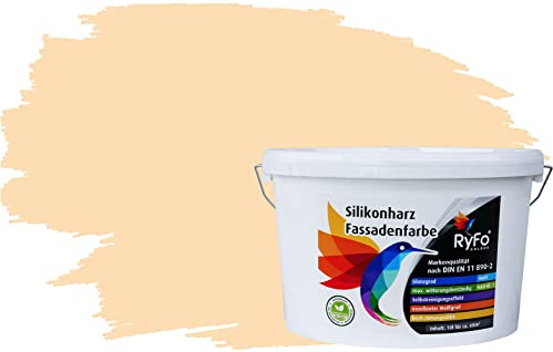 RyFo Colors Silikonharz Fassadenfarbe Lotuseffekt Trend Weißtöne Apricot 10l - bunte Fassadenfarbe, weitere Weiß Farbtöne und Größen erhältlich, Deckkraft Klasse 1