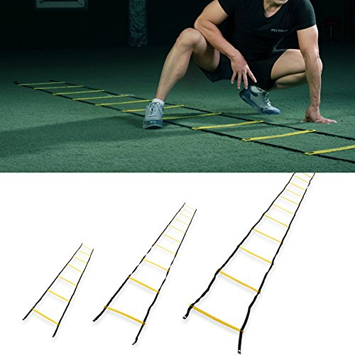SOULONG Escalera de entrenamiento de fútbol, resistente, para entrenamiento, agilidad, coordinación, fútbol, fútbol, fútbol, deportes, velocidad, baloncesto, fútbol, fitness, 500 cm 10Rung