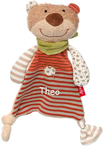 Sigikid Schnuffeltuch Bär mit Namen Bestickt, Baby & Kinder Schmusetuch personalisiert, Kuscheltuch Geschenkidee Junge/Mädchen