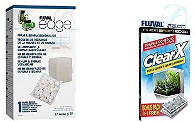 Fluval Edge Schaumstoff und Biomax Nachfüllset & A1336 Clear X Filter Kissen 4er Pack