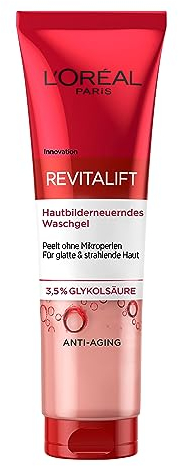 L'Oréal Paris Hautbilderneuerndes Waschgel mit 3,5% purer Glykolsäure, Anti-Aging Gesichtsreinigung für einen strahlenden und glatten Teint, Revitalift, 150 ml