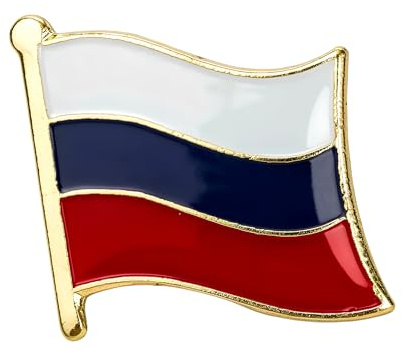 Russia National Flag Metal Enamel Lapel Pin Badge – 1.9 x 1.6 cm Russian Tricolour Flag – Hard Enamel Finish with Secure Clasp for National Pride, Travel, Events, and Collectors