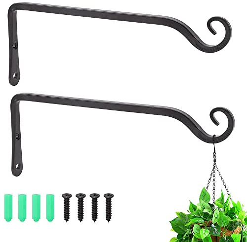 2Stück Pflanzenhalterung Blumenampelhalter,18CM Blumenampel Halterung Metall Wandhaken aus Eisen für Pflanzen Blumenampel Halterung,zum Aufhängen Pflanzer Vogelhäuschen Laterne Windspiele Wandleuchter