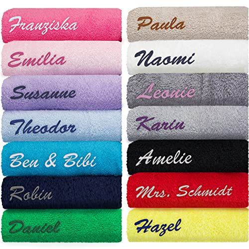cozy racoon Hochwertiges Saunahandtuch Bestickt mit Namen oder Wunschtext | Personalisiertes Handtuch als Geschenk für Hochzeit, Geburtstag I In verschiedenen Größen erhältlich (100 x 210cm)