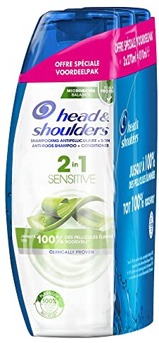Head & Shoulders Sensitive 2-in-1 Anti-Schuppen-Shampoo und Conditioner mit Aloe Vera, 3 x 270 ml