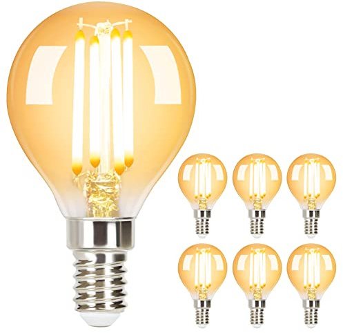 GBLY 6 Stück LED Glühbirne E14 Vintage Lampe - G45 Edison Retro Glühlampe 2700K 4W Warmweiß Filament Leuchtmittel Birne Glas Antike Energiesparlampe für Hotel Haus Café Bar