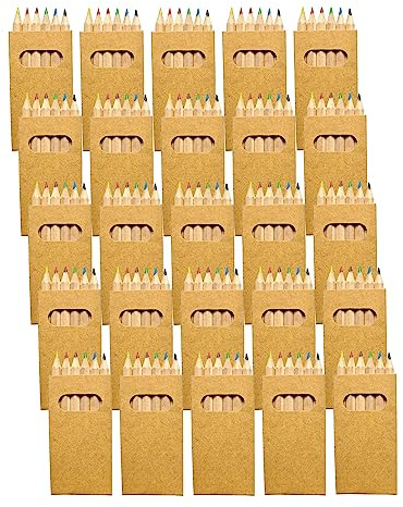 Set di 100 scatoline con 6 matite colorate ciascuna, Piccolo regalo per i bambini contro la noia, Regalino di compleanno, Festa per bambini, Set di matite colorate