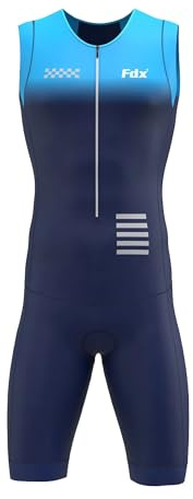 FDX Men's Cycling Skinsuit Short Sleeve 3D Pad Triathlon Suit | Stay comfortable on every ride with breathable fabric, 3D padding and an aero fit built for training and racing.