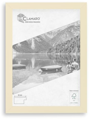 Clamaro Marco de Fotos Múltiple, Rectangular, Madera MDF, Beige, 45 x 50 cm | Hecho a Mano en Alemania, Ancho de Moldura 30 mm, con Panel Trasero y Colgador Dentado, para Vertical y Horizontal