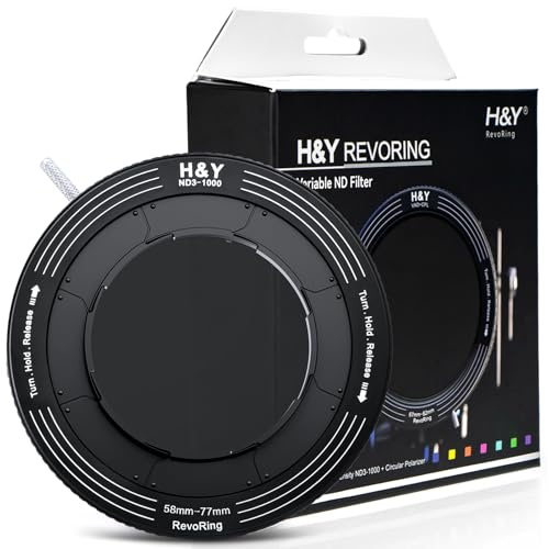 H&Y RevoRing ND Filter, 2-in-1 Variable Neutral Density Filter and Adjustable Adapter Ring for 58mm 62mm 67mm 72mm 77mm Camera Lens, ND3 to ND1000 1.5-10 Stops VND Filter