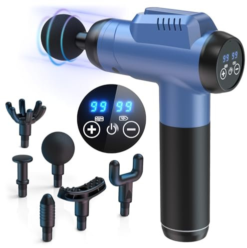 Massage Gun Deep Tissue, 99 Speeds Electric Handheld Muscle Massage Gun for Back Pain Relief, 6 Heads & Type-C Charge Perfect for Home Office Workout Relaxation