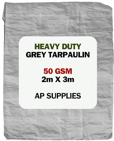 AP Supplies Grey Tarpaulin 2m x 3m, S-Grade, 50gsm