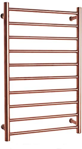 JUVELIO Wall-Mounted Electric Towel Radiator, Energy Saving Towel Warmer and Drying Towel Rack, 10 Bars, Small Stainless Steel Mirror Heated Towel Rack for Bathroom, Rose gold