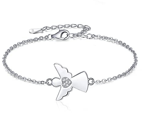 Jrêveinfini Schutzengel Armband Damen Mädchen Silber 925, Konfirmation Schutzengel Kommunion Mädchen Taufe Personalisiert, Geschenke für Frauen Mädchen mit Geschenkbox