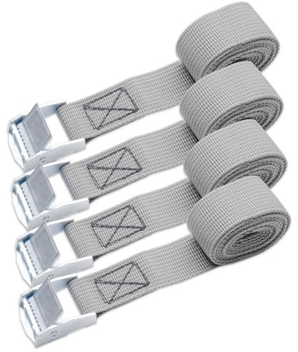 MEGAVOW Set di 4 Cinghie a Cricchetto con Fibbia, Cinghie di Tensione, Cinghia a Cricchetto, Cinghia di Ancoraggio Tensione Professionali, Antiruggine per Sport All'aperto, Viaggio