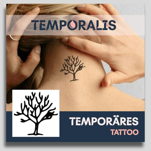 Trädtatuering – Temporalis® | Tillfälliga tatueringar vuxna män & kvinnor – Fejk tatuering, vegansk & vattenfast – EU-certifierad kosmetika – Håller i 1–2 veckor [ minimalistiskt livsträd ]