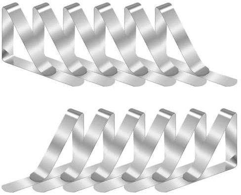 HRLORK Tablecloth Clips Table Cloth Clips Stainless Steel Clip Silver Thick Metal Clip for Outdoor Picnic Camping Wedding Party- 12 Packs