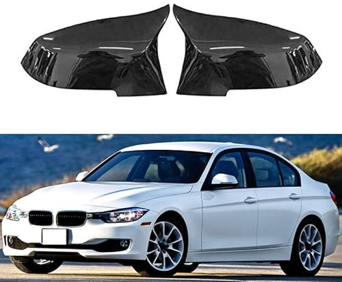 CWMLB 1 Paar Rückspiegelkappe für BMW 3 Series F30 F31 2012-2019, Auto Spiegelkappen Abdeckungen Seitenspiegel Auto Tür Außenspiegelkappe,Gloss Black