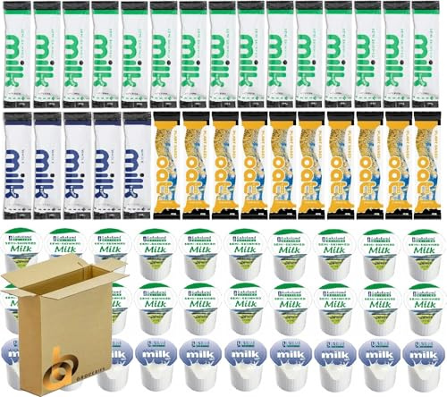 60 UHT Milk & Oat Drink Portions Hotel Hospitality Set – Semi Skimmed & Whole Milk Sticks and Pots – Single Serve Tea Coffee Portions for Office Catering Guest House Travel