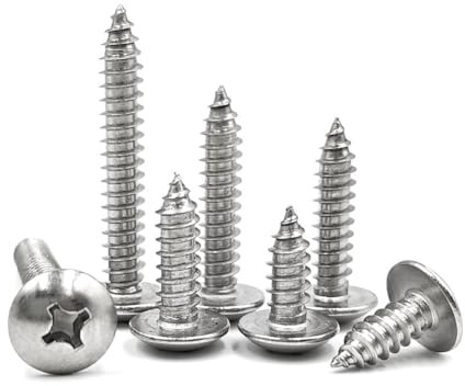 SHUNCHG 20 Stück Silber M3 x 6mm Selbstschneidende Holzschrauben aus 304 Edelstahl, Rundkopf mit Flansch, Pilzkopf Befestigungsschrauben, Bohrschrauben