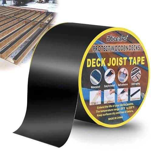 DBREAKS Ruban Butyle Adhésif Etancheite Terrasse 80mm x 15 m x 1 Rouleaux | Ruban pour Solives de Terrasses en Bois, Poutres, Toits, Bande de Protection Lambourde, Flexible, Durable, Résistant aux UV