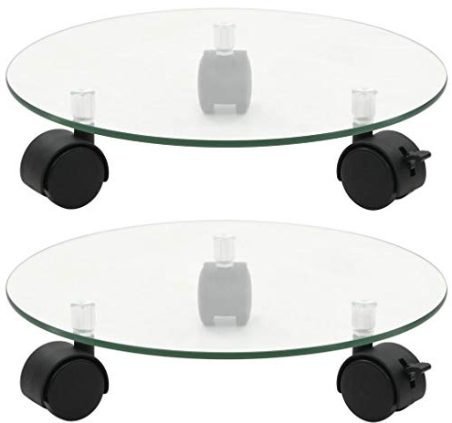 Homgoday Pflanzenroller, 2 Stück, gehärtetes Glas, 28 cm, rund, Pflanzenständer, Haus & Garten