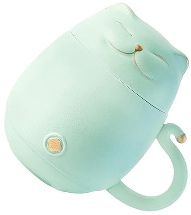 LABRIMP Lucky Cat Tea Cup Ceramic Mug Lid and Filter for Tea Brewing Adorable Cat Design for Girls