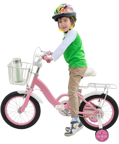 Barncykel 3 år - flickcykel 14 tum för 3 A, 7 år - barncykel med cykelstol - höjd 100 cm - lastkapacitet 25 kg