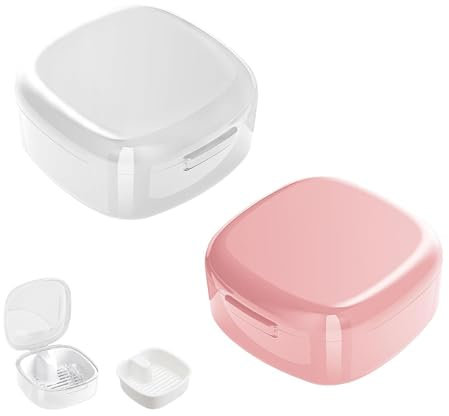 Neuytiky Lot de 2 Portable Boite Appareil Dentaire,Boîtes pour Prothèses Dentaires,Boîte de Retenue Orthodontique,Boîte de Nettoyage de Retenue,Boîte de Nettoyage