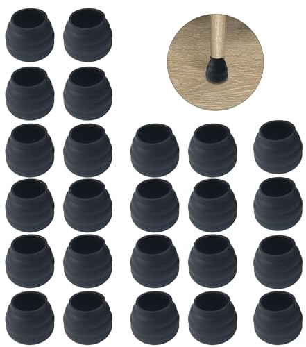 NAHUAA 24 Pezzi Gommini per Sedie Rotondi 30-42 mm Feltrini Sedie Silicone Nero Tappi per Sedia per Seggiolone-Mobili-Tavolo Rotondo-Cucina