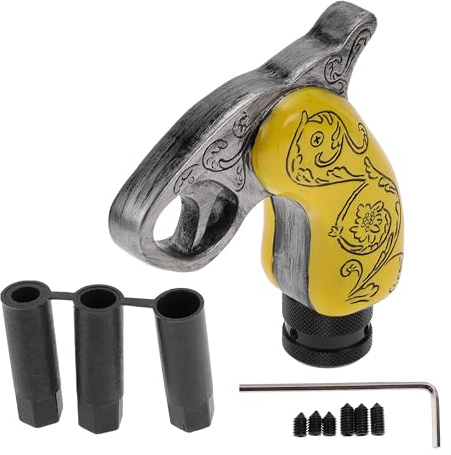 HOPESPANNER Schaltknauf Gelb 1 Set Für Automatik- Und Schaltfahrzeuge Harz | 10,8 Cm, Adaptergewinde 8/10/12 Mm, Gewinde M4x0,7, Lochdurchmesser 15 Mm, Inklusive 6 Schrauben, 1 Schraubenschlüssel