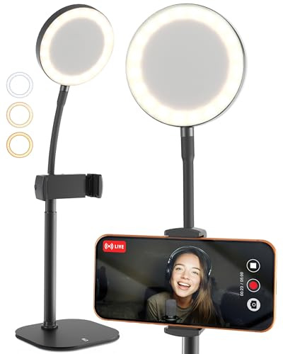 COOPER ChatStand Halo, 9-13 Adjustable Phone Stand for Filming, Ring Light with Stand, Selfie Light for iPhone, iPhone Tripod for Filming, Ringlight Youtube Starter, Vlogging Kit (Night Black)