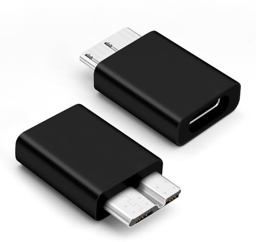 BORLTER CLAMP USB C zu USB 3.0 Micro-B Festplatten-Adapter für Externe HDD/SSD, Kompatibel mit WD, Seagate, Toshiba, Samsung T3 / T5 SSD und Anderen Festplattengehäusen/Docks, Schwarz