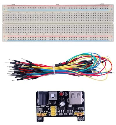 HOOLRZI 3.3V/5V MB102 Breadboard Power Module + 65 Jumper Wires + MB102 830 Points Prototype Bread Board For Kits