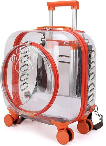 Chariot de transport léger et transparent pour animaux de compagnie, valise à roulettes pour chiens et chats, parfait pour la randonnée, les voyages et les aventures en plein air, sac de voyage
