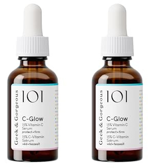 Geek & Gorgeous – C-Glow | Siero Vitamina C 15% con Acido Ferulico & Vitamina E | Antiossidante, illumina e uniforma l’incarnato | Duo Pack 30 ml x 2