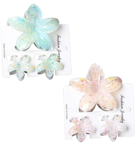 JchEnye Paquete de 6 pinzas de flores exclusivas para mujer - Accesorios hawaianos inktrables, pinzas de plumeria, regalos (2 grandes, 4 pequeñas)