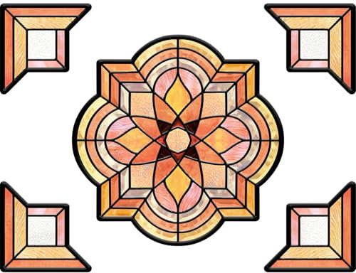 Window Stickers, ‌Stained Glass Window Privacy Film UV Blocking Static Cling for Home Kitchen Office Bathroom, Spessartite 30x40D