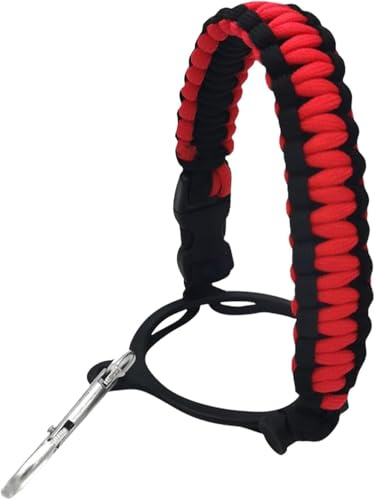 Rzcin Water Bottle Handle Strap For Outdoor Camping Water Bottle Water Strap Paracord Handle With Safety Paracord Carabiner Holder Lanyard,Accessories (Black Red)