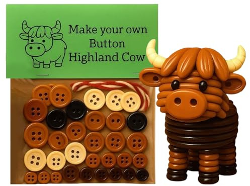 Cute Highlands Cattle Christmas Decorations Craft Making Set, Highland Cow DIYs Button Christmas Ornaments Kit | Cute Shaped Art For Parties Garden Courtyard Patio Windowsill