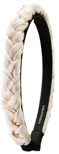 Alpenflüstern Trachten-Haarreif Satin Flechtoptik schmal - Damen Haarschmuck rutschfest, Haarband geflochten fürs Dirndl (creme-weiß) ADV164