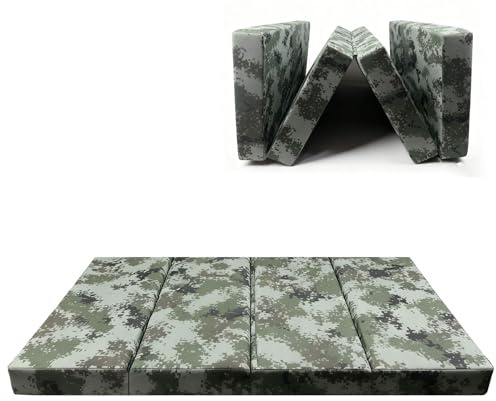 Tapis de Gymnastique 4-Fold Pliable, 200x100x10cm, Surface en Toile Oxford Antidérapante, Mousse Haute Densité Idéal pour Gymnastique, Yoga, Fitness Mai(Size:200*100*10cm/78*39*3.9in,Color:camouflage)