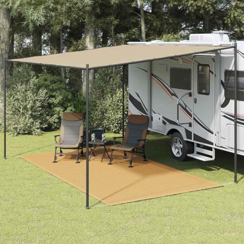 Tappeto da Tenda Sabbia 250x400 cm HDPE, Resistente agli Urti e ai Graffi, Materiale Polietilene ad Alta Densità, Superficie Robusta e Durevole, Ideale per Campeggio