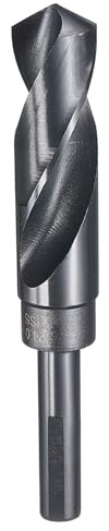 QUARKZMAN Punta Da Trapano 24mm 3-Lati 4241 Acciaio Rapido Nitrurazione | Codolo Ridotto 1/2, 118°, Per Materiali Morbidi Legno Plastica Ferro Rame Alluminio Nera