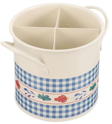 ROMISBABA Portautensili da Cucina Retrò in Ferro Resistente, Organizer Multi-scomparti Porta Bacchette e Posate, Contenitore Decorativo per Utensili Domestici, per Piani di Lavoro Ordinati