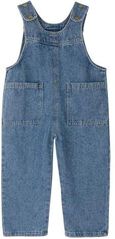 Happy Cherry Salopette in Denim Bambino Bambina Tute Pantaloni di Jeans Neonati Unisex con Bretelle Regolabili, Blu 18-24 Mesi