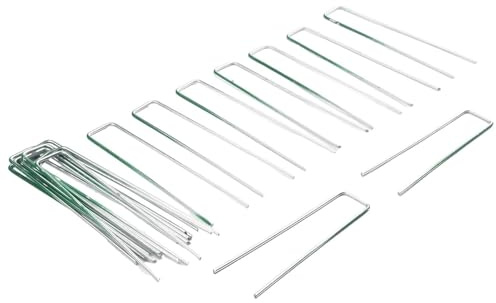 FUANA Lot de 20 piquets de gazon synthétique pour fixation de pelouse artificielle, clous en acier galvanisé en forme de U de 150 mm de long, piquets réutilisables pour tente et tapis